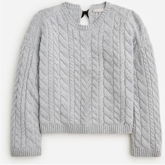 New Crew Tie Back Cable Knit Sweater Medium